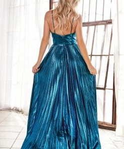 Long A-line Metallic Dress By Cinderella Divine CD161