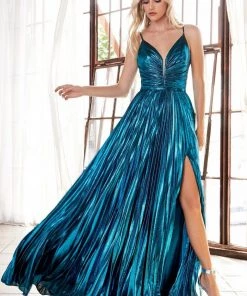 Long A-line Metallic Dress By Cinderella Divine CD161
