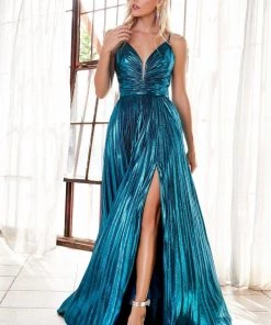 Long A-line Metallic Dress By Cinderella Divine CD161