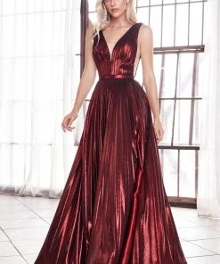 Long A-line Metallic Dress By Cinderella Divine CD160 Prom