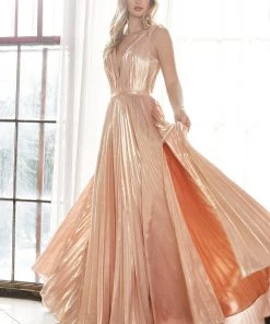 Long A-line Metallic Dress By Cinderella Divine CD160 Prom 24 Long A-line Metallic Dress By Cinderella Divine CD160 Prom