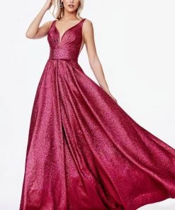 Long A-line Metallic Dress By Cinderella Divine CR850