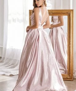 Long A-line Metallic Dress By Cinderella Divine CR850