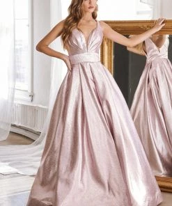 Long A-line Metallic Dress By Cinderella Divine CR850