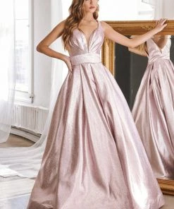 Long A-line Metallic Dress By Cinderella Divine CR850