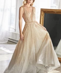 Long A-line Ombre Glitter Dress By Cinderella Divine CD208