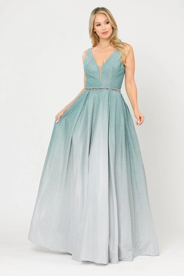 Long A-line Ombre Glitter Dress By Poly USA 8710 Prom 11 Long A-line Ombre Glitter Dress By Poly USA 8710 Prom