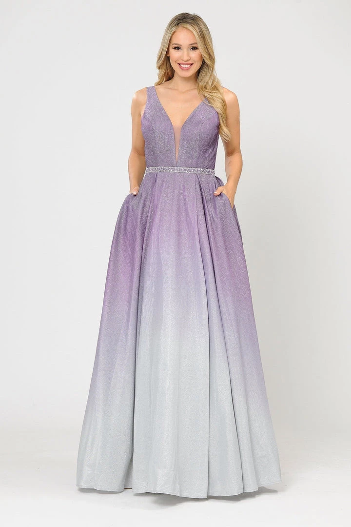 Long A-line Ombre Glitter Dress By Poly USA 8710 Prom 19 Long A-line Ombre Glitter Dress By Poly USA 8710 Prom