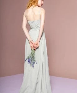 Long A-line Sleeveless Dress With Ruched Bodice By Elizabeth K GL2666 Prom