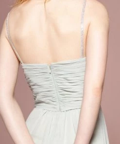 Long A-line Sleeveless Dress With Ruched Bodice By Elizabeth K GL2666 Prom