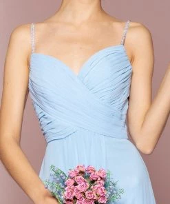 Long A-line Sleeveless Dress With Ruched Bodice By Elizabeth K GL2666 Prom