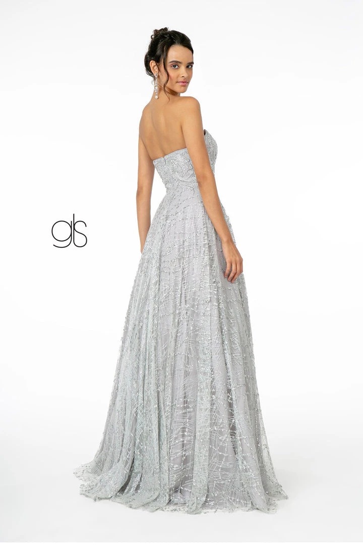 Prom Long A-Line Strapless Glitter Dress By Elizabeth K GL2921 8 Prom Long A-Line Strapless Glitter Dress By Elizabeth K GL2921