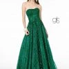 Prom Long A-Line Strapless Glitter Dress By Elizabeth K GL2921