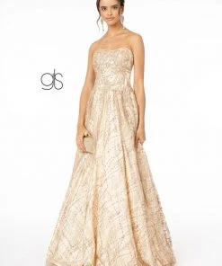 Prom Long A-Line Strapless Glitter Dress By Elizabeth K GL2921 21 Prom Long A-Line Strapless Glitter Dress By Elizabeth K GL2921