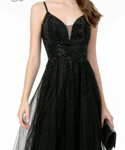 Prom Long A-line Tulle Dress With Beaded Bodice By Elizabeth K GL2891