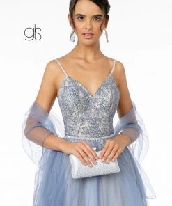 Long A-line Tulle Dress With Embellished Bodice By Elizabeth K GL2991 Prom