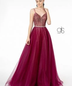 Long A-line Tulle Dress With Embellished Bodice By Elizabeth K GL2991 Prom