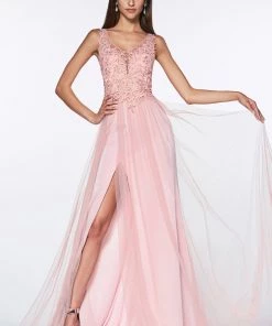 Prom Long Lace Bodice Tulle Dress By Cinderella Divine KV1040