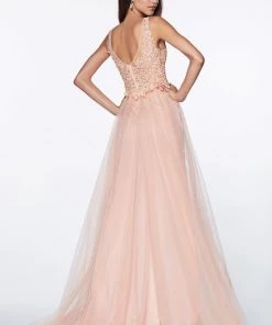 Prom Long Lace Bodice Tulle Dress By Cinderella Divine KV1040