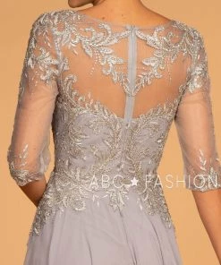 Long Applique Dress With Mid-Sleeves By Elizabeth K GL2524