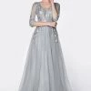 Applique Mid Sleeve Tulle Gown By Cinderella Divine OC003