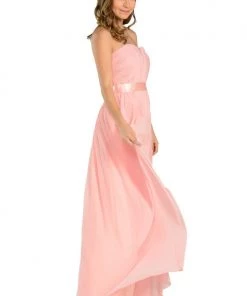 Long Aqua Strapless Chiffon Dress With V Notch By Poly USA Prom 13 Long Aqua Strapless Chiffon Dress With V Notch By Poly USA Prom