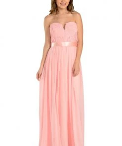 Long Aqua Strapless Chiffon Dress With V Notch By Poly USA Prom 12 Long Aqua Strapless Chiffon Dress With V Notch By Poly USA Prom