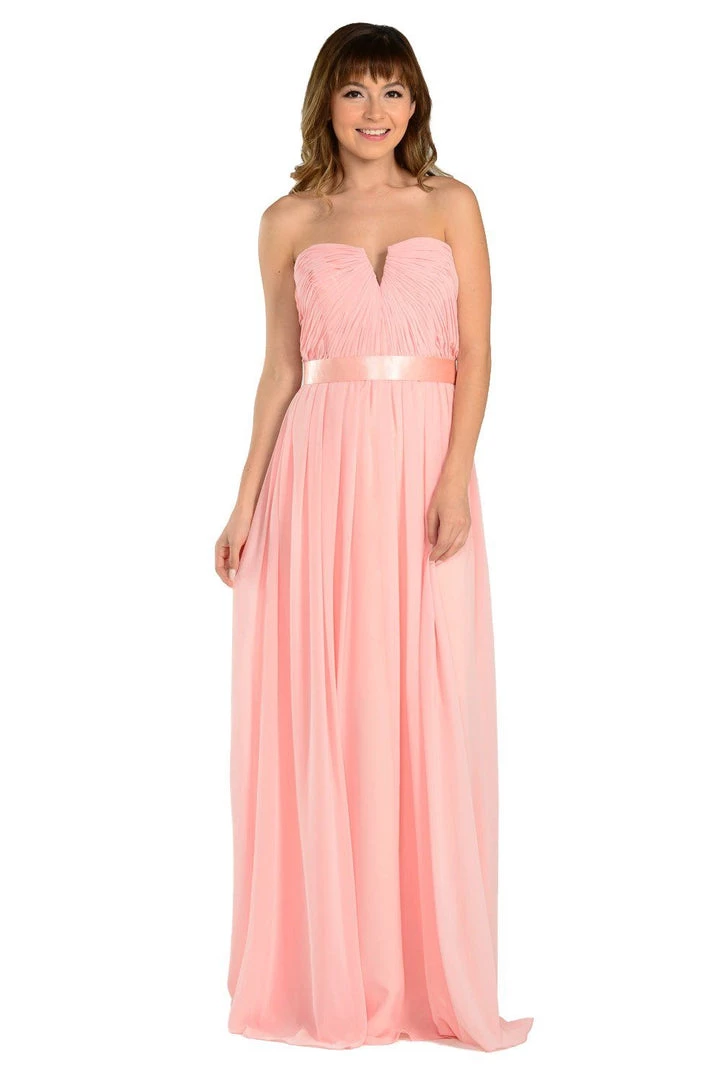 Long Aqua Strapless Chiffon Dress With V Notch By Poly USA Prom 7 Long Aqua Strapless Chiffon Dress With V Notch By Poly USA Prom