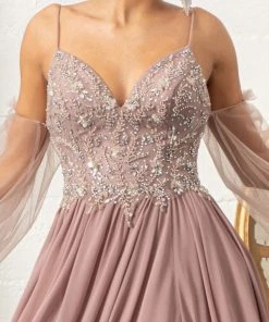 Prom Long Beaded Bodice Chiffon Dress By Elizabeth K GL3005