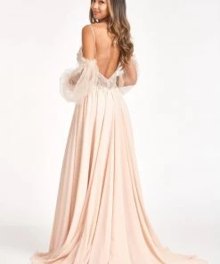 Prom Long Beaded Bodice Chiffon Dress By Elizabeth K GL3005