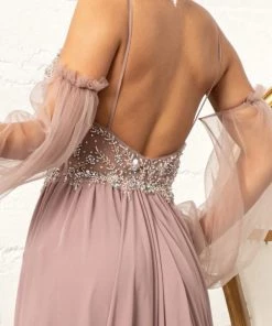 Prom Long Beaded Bodice Chiffon Dress By Elizabeth K GL3005