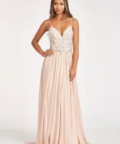 Prom Long Beaded Bodice Chiffon Dress By Elizabeth K GL3005