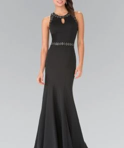 Long Beaded Dress With Sheer Back By Elizabeth K GL2303