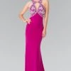 Long Beaded Halter Dress With Cutouts By Elizabeth K GL2355