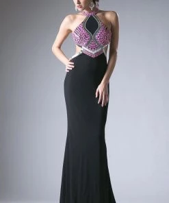 Long Open Back Halter Dress By Cinderella Divine 5012 Prom