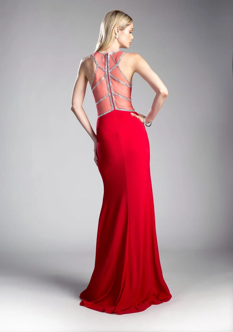 Prom Fitted Long Illusion Dress With Slit By Cinderella Divine CD0115 6 Prom Fitted Long Illusion Dress With Slit By Cinderella Divine CD0115
