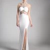 Prom Fitted Long Illusion Dress With Slit By Cinderella Divine CD0115