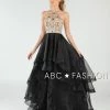 Long Beaded Illusion Dress With Tiered Skirt By Poly USA 8016 2 Long Beaded Illusion Dress With Tiered Skirt By Poly USA 8016