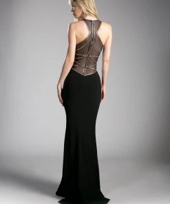 Prom Beaded Long Illusion Fitted Dress By Cinderella Divine CD0116