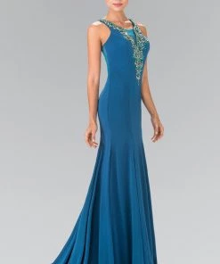 Prom Long Beaded Illusion Jersey Dress By Elizabeth K GL2310