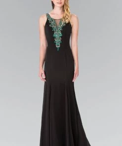 Prom Long Beaded Illusion Jersey Dress By Elizabeth K GL2310