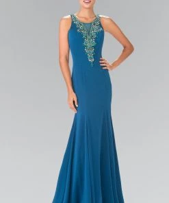 Prom Long Beaded Illusion Jersey Dress By Elizabeth K GL2310