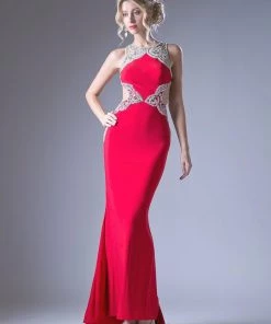 Beaded Long Open Back Dress By Cinderella Divine ML8