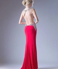 Beaded Long Open Back Dress By Cinderella Divine ML8