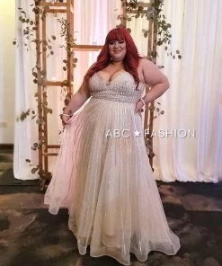 Long Beaded Tulle Dress By Cinderella Divine CD940