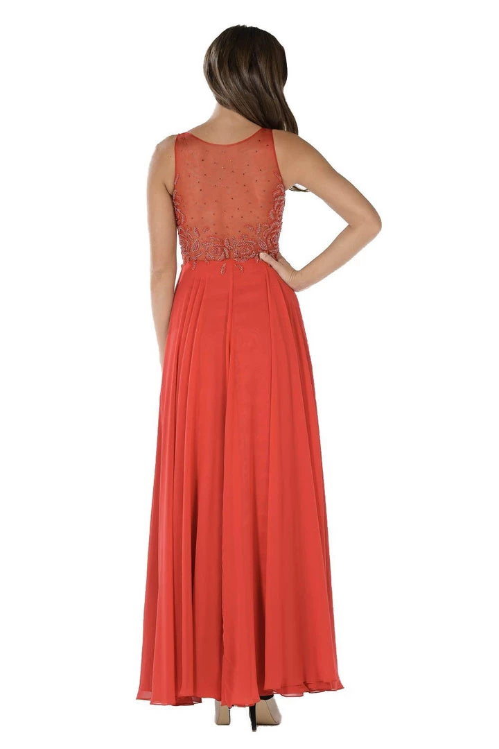 Prom Long Black Dress With Beaded Illusion Bodice By Poly USA 7 Prom Long Black Dress With Beaded Illusion Bodice By Poly USA