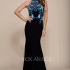 Prom Long Black Dress With Blue Floral Embroidery By Nox Anabel 8375