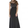 Prom Long Black Dress With Illusion Lace Applique By Poly USA