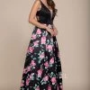 Prom Long Black Dress With Pink Floral Print Skirt By Nox Anabel 8351