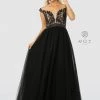 Beaded Long Black Off Shoulder Dress By Nox Anabel E166 Prom